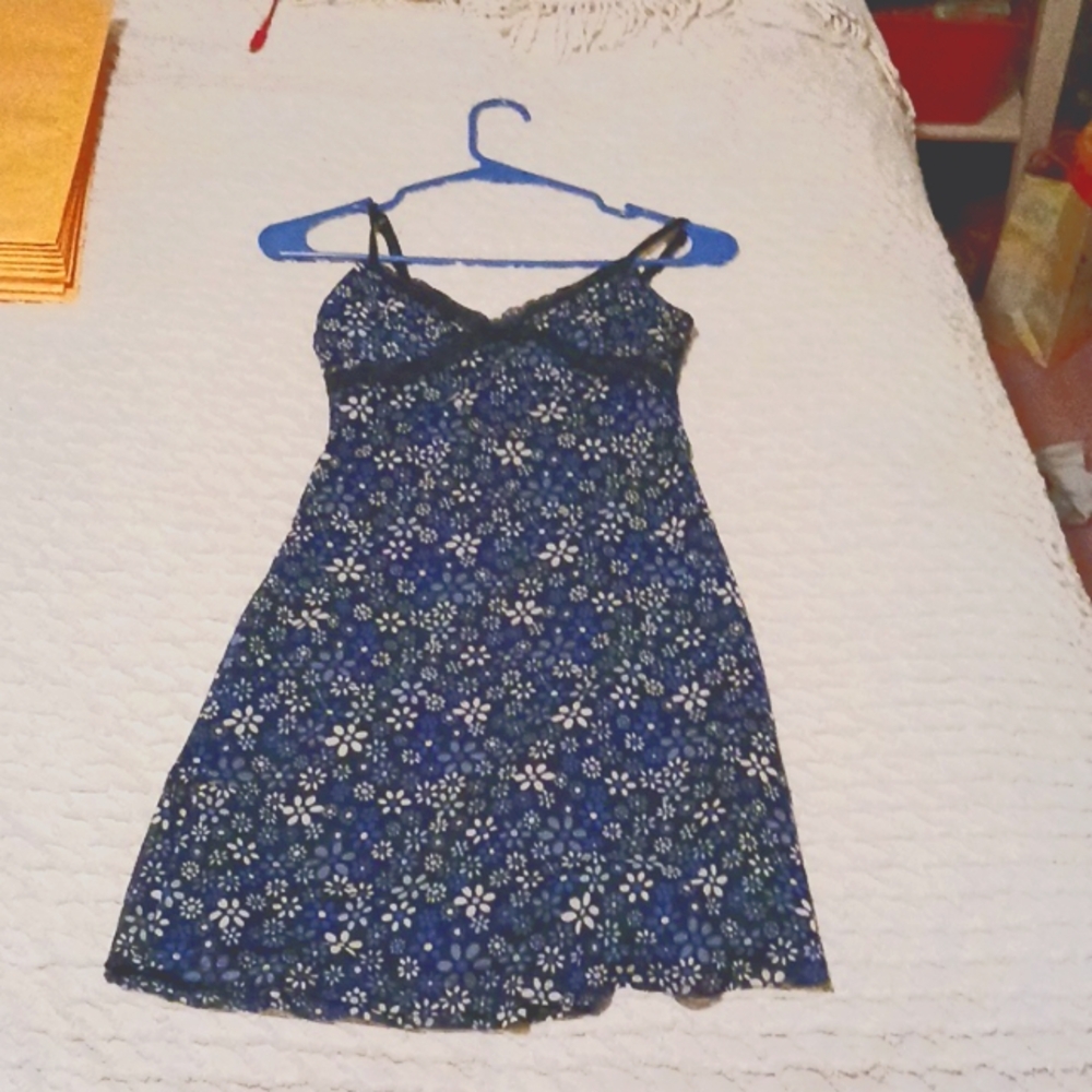 No boundaries blue floral lace dress